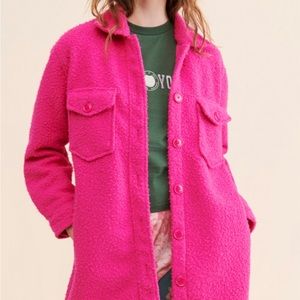 Boucle pink shirt jacket